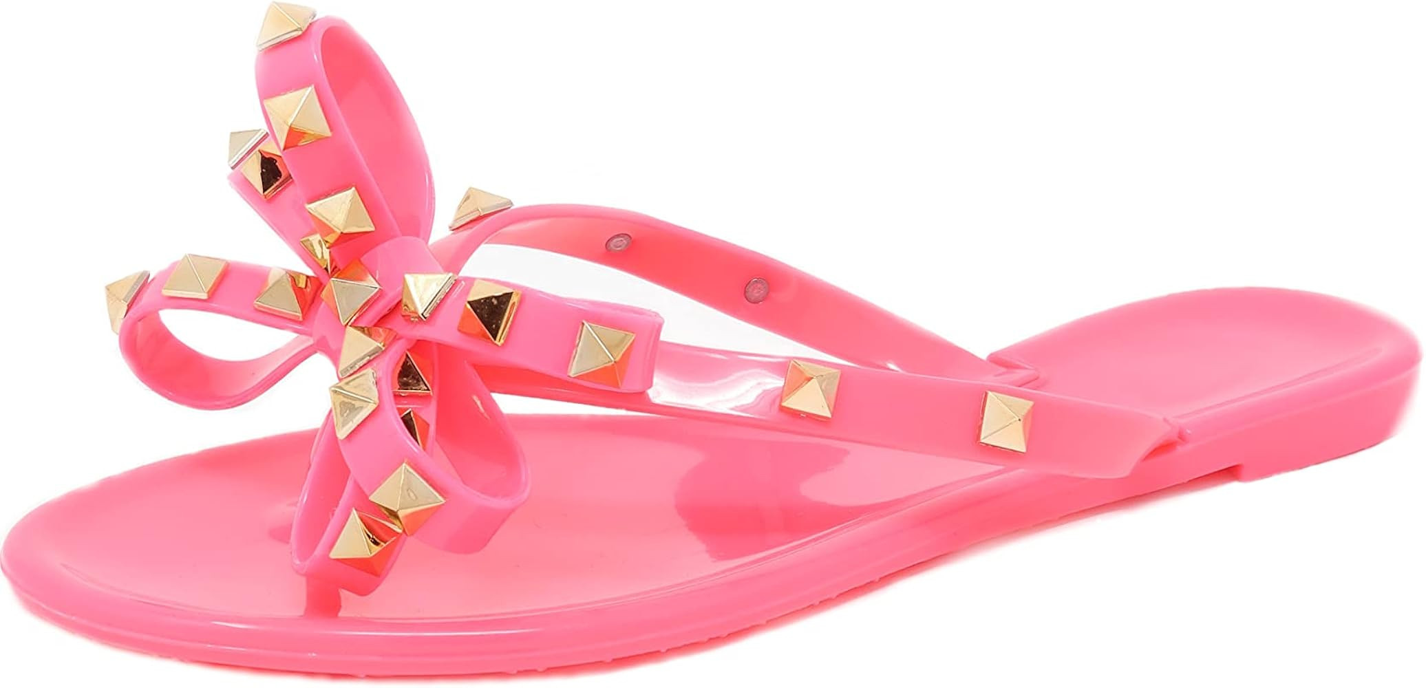 Womens Studded Jelly Flip Flops Sandals with Bow | Amazon (US)