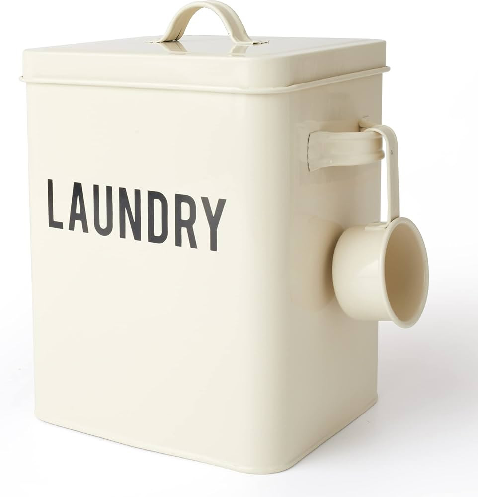LA JOLIE MUSE Laundry Detergent Powder Storage Tin Box, Farmhouse Laundry Room Decor, 9 Inch High... | Amazon (US)
