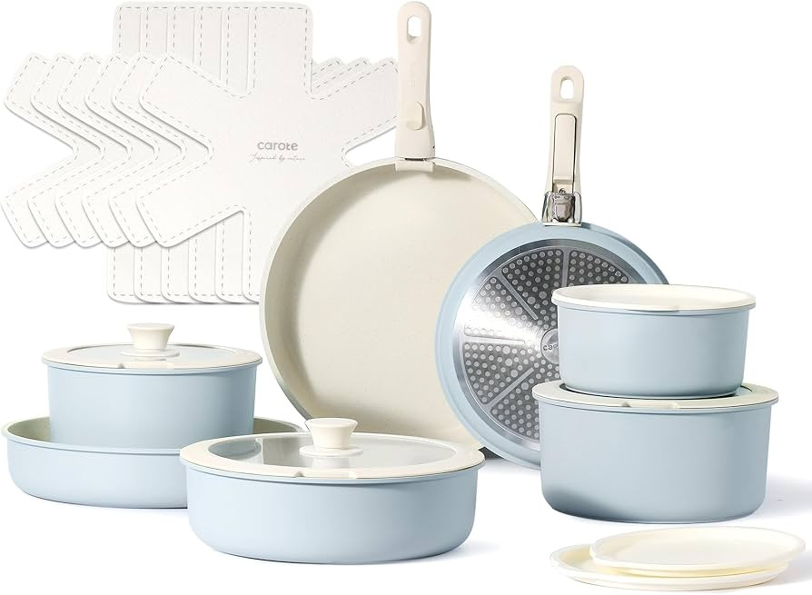 CAROTE 21pcs Detachable Handle, Pots and Pans Set, Nonstick Cookware Set Induction Kitchen Cookwa... | Amazon (US)