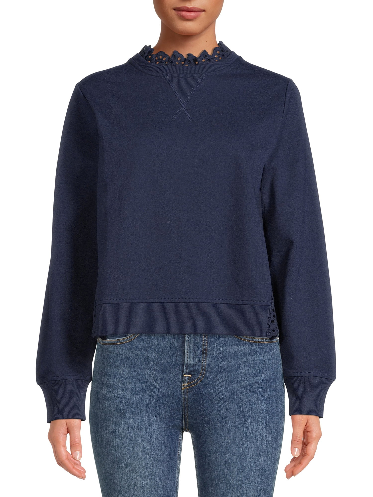 Time and Tru Women's Eyelet Sweatshirt | Walmart (US)