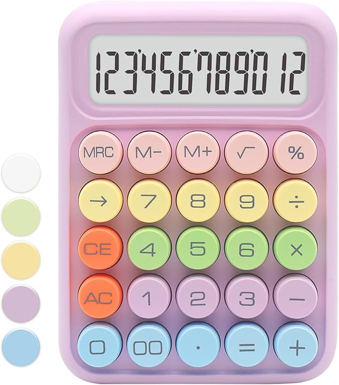 Purple Calculator, Cute Calculator with 12 Digit Display and Big Buttons,Purple Office Supplies a... | Amazon (US)