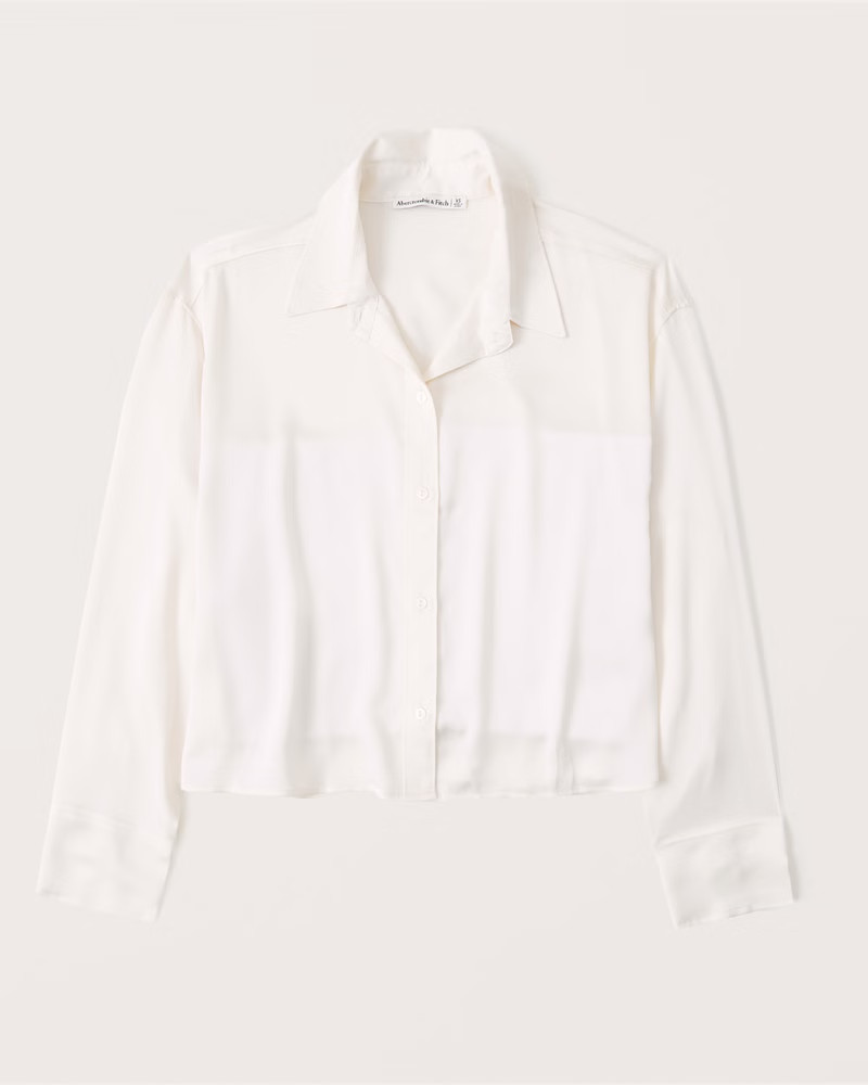 90s Cropped Satin Shirt | Abercrombie & Fitch (US)