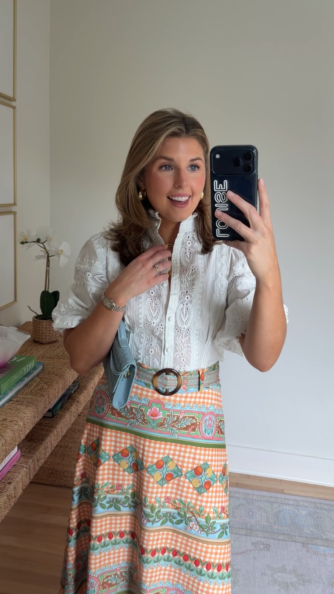 Cute summer outfit idea for work, church, or vacay! Wearing a S in top and skirt - code LOUISE15 for 15% off at Smith and Quinn