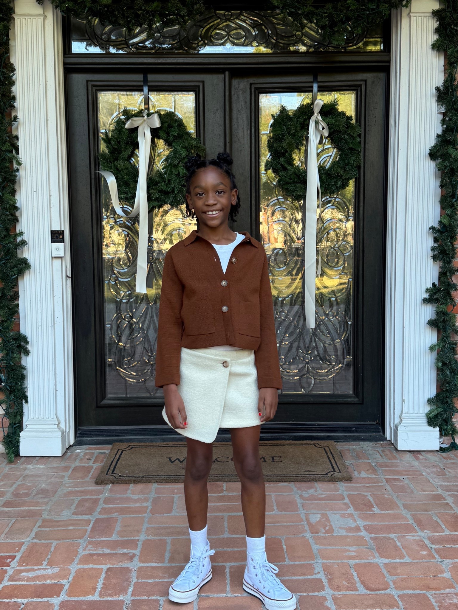 Brown sweater and cream wrap skirt- kids holiday photos outfits

#LTKHoliday #LTKKids