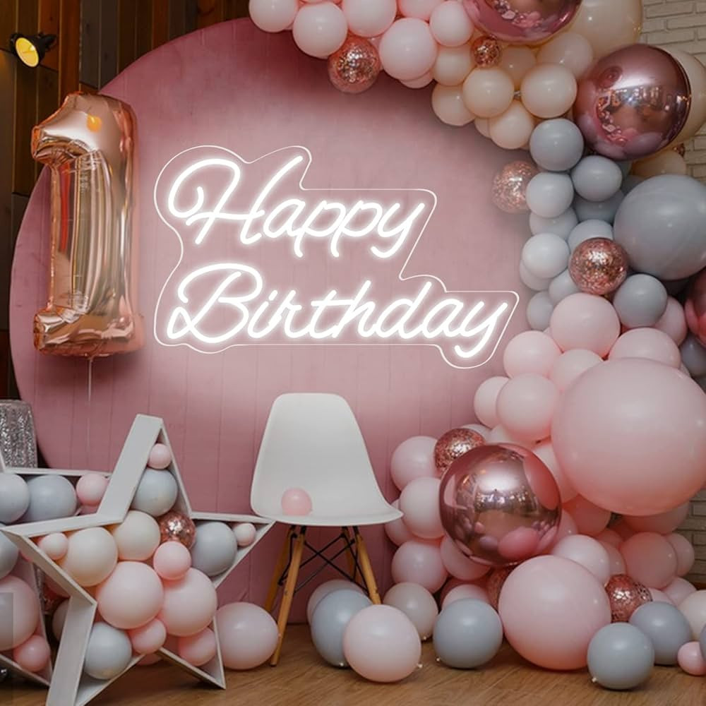 Happy Birthday Neon Sign 16 Inch Reusable Happy Birthday LED Light Up Sign with Dimmable ON/OFF S... | Amazon (US)