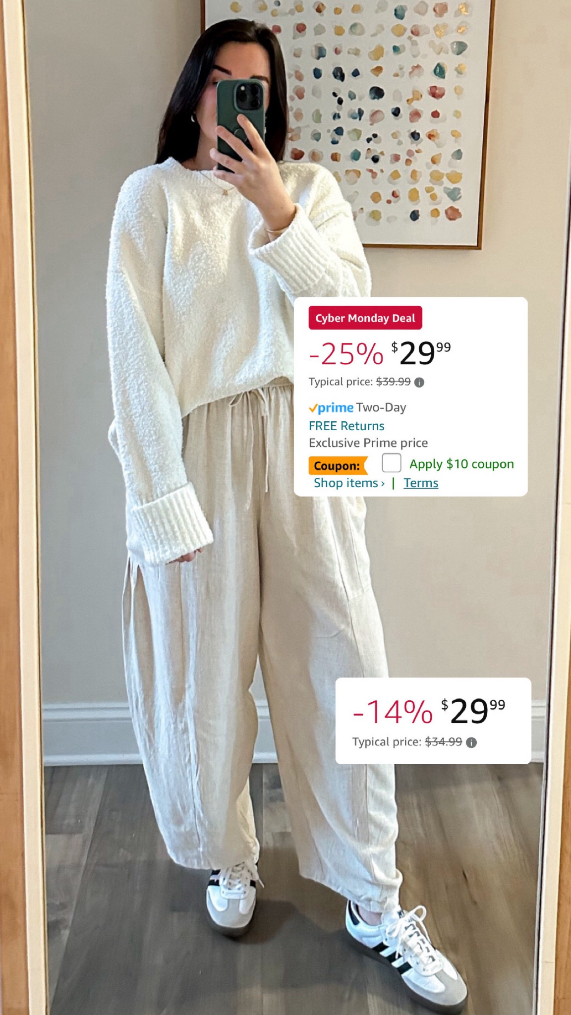 Cyber Monday deals : Amazon linen pants and sweater on sale 

#LTKCyberWeek #LTKFindsUnder50 #LTKSaleAlert
