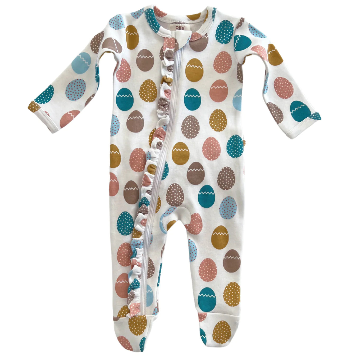 Easter Egg Hunt / Organic Frill Zip Footie | SpearmintLOVE