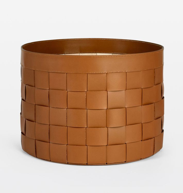 Woven Round Leather Basket | Rejuvenation