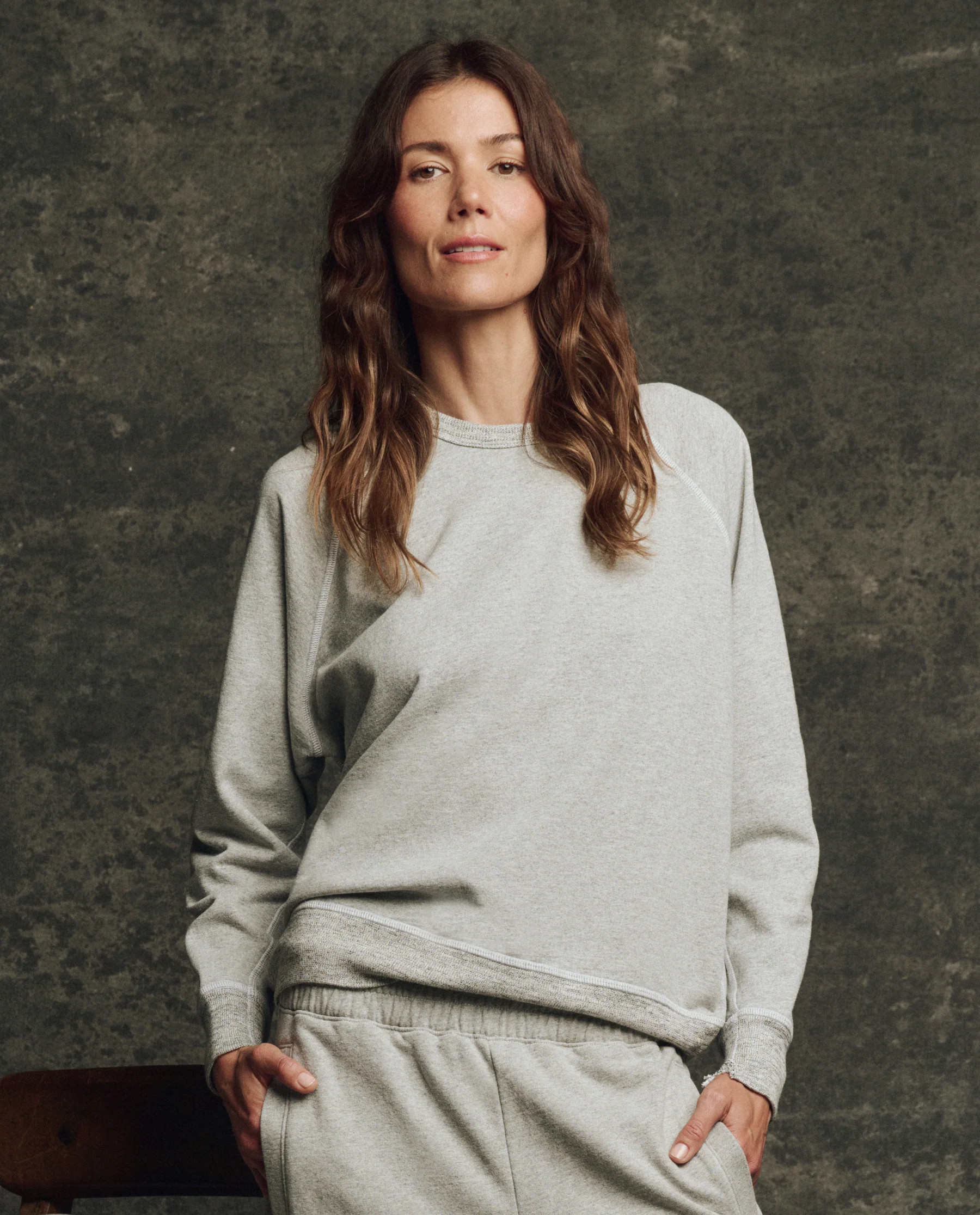 The Fleece College Sweatshirt. Solid -- Heather Grey | THE GREAT.