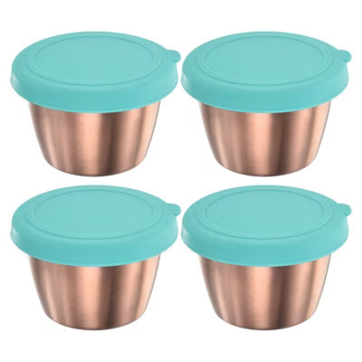 Unique Bargains Stainless Steel Mini Salad Dressing Container with Lid Sky Blue 4 Pcs | Target