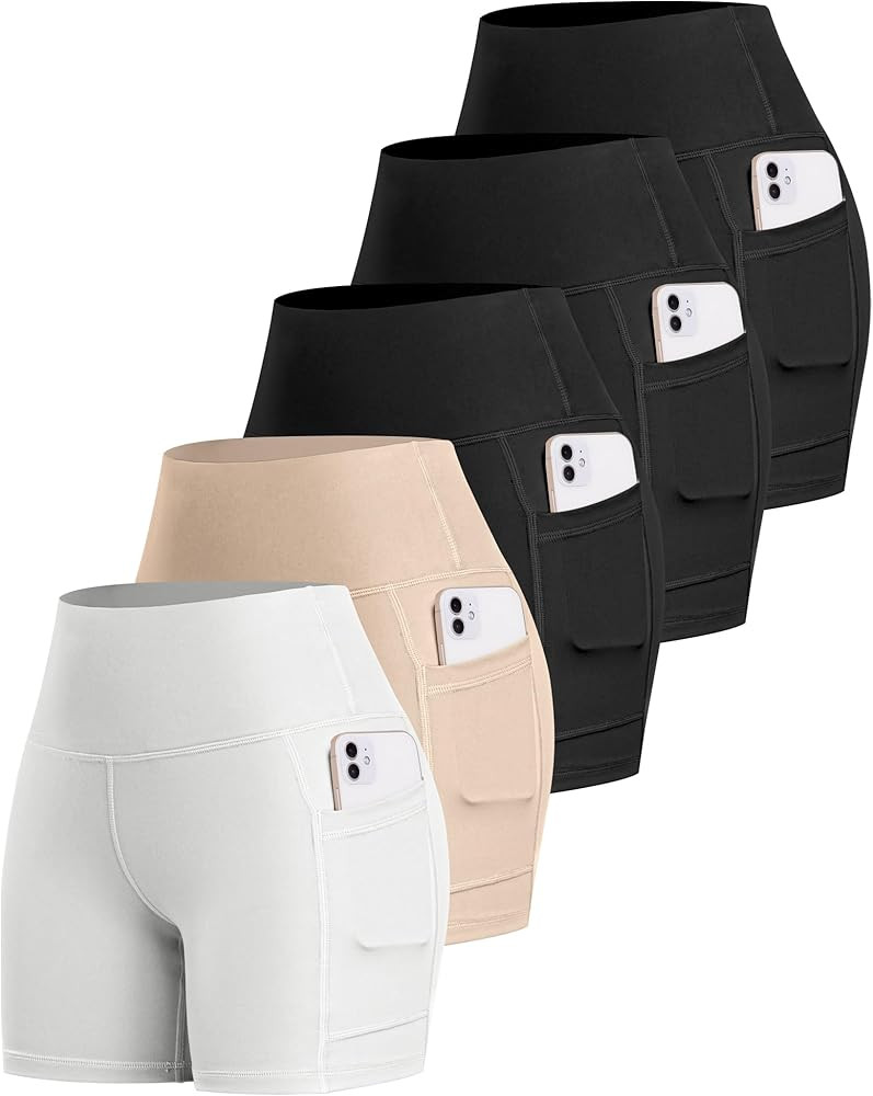 LZYVOO Biker Spandex Shorts Women, High Waisted Tummy Control Workout Yoga Shorts with Pockets | Amazon (US)