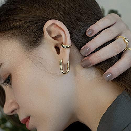 Sloong 3paris 14k Gold Plated Ball U Shape Pin Y2K Style Chunky Earring Link Chain Chunky Circle ... | Amazon (US)