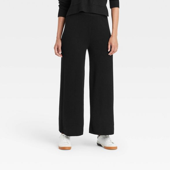 Women's Mid-Rise Wide Leg Ankle Sweater Pants - A New Day™ | Target