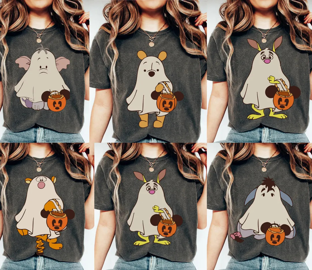 Comfort Colors Retro Winnie the Pooh Ghost Halloween Shirt,pooh and Friends Ghost Halloween Shirt... | Etsy (US)