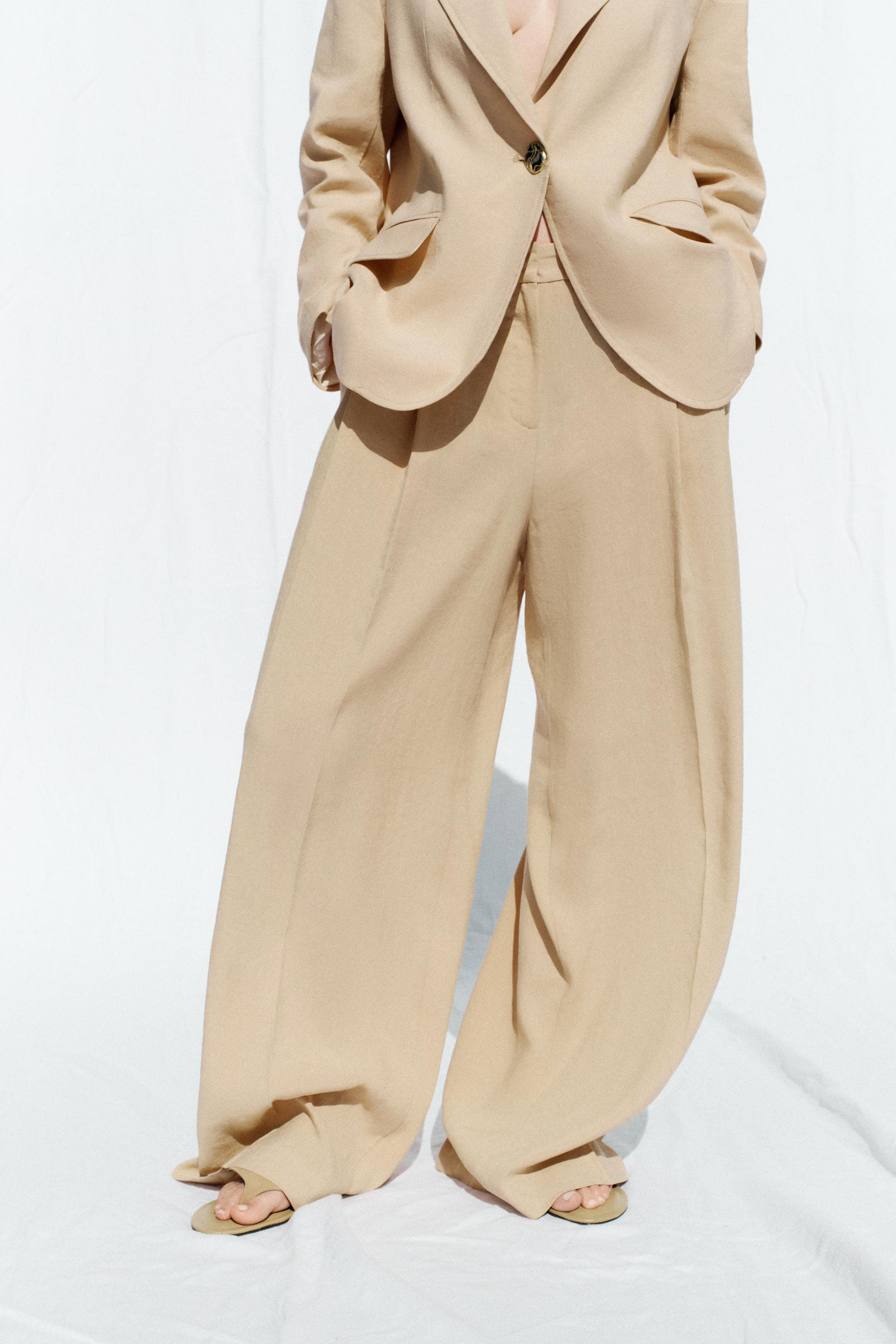 WIDE LEG LINEN PANTS WITH DARTS | Zara US
