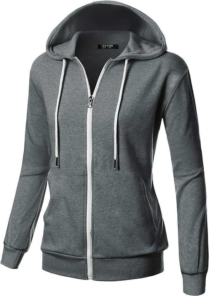 Womens Comfortable Long Sleeve Lightweight Zip-up Hoodie with Kanga Pocket(XS~4XL) | Amazon (US)