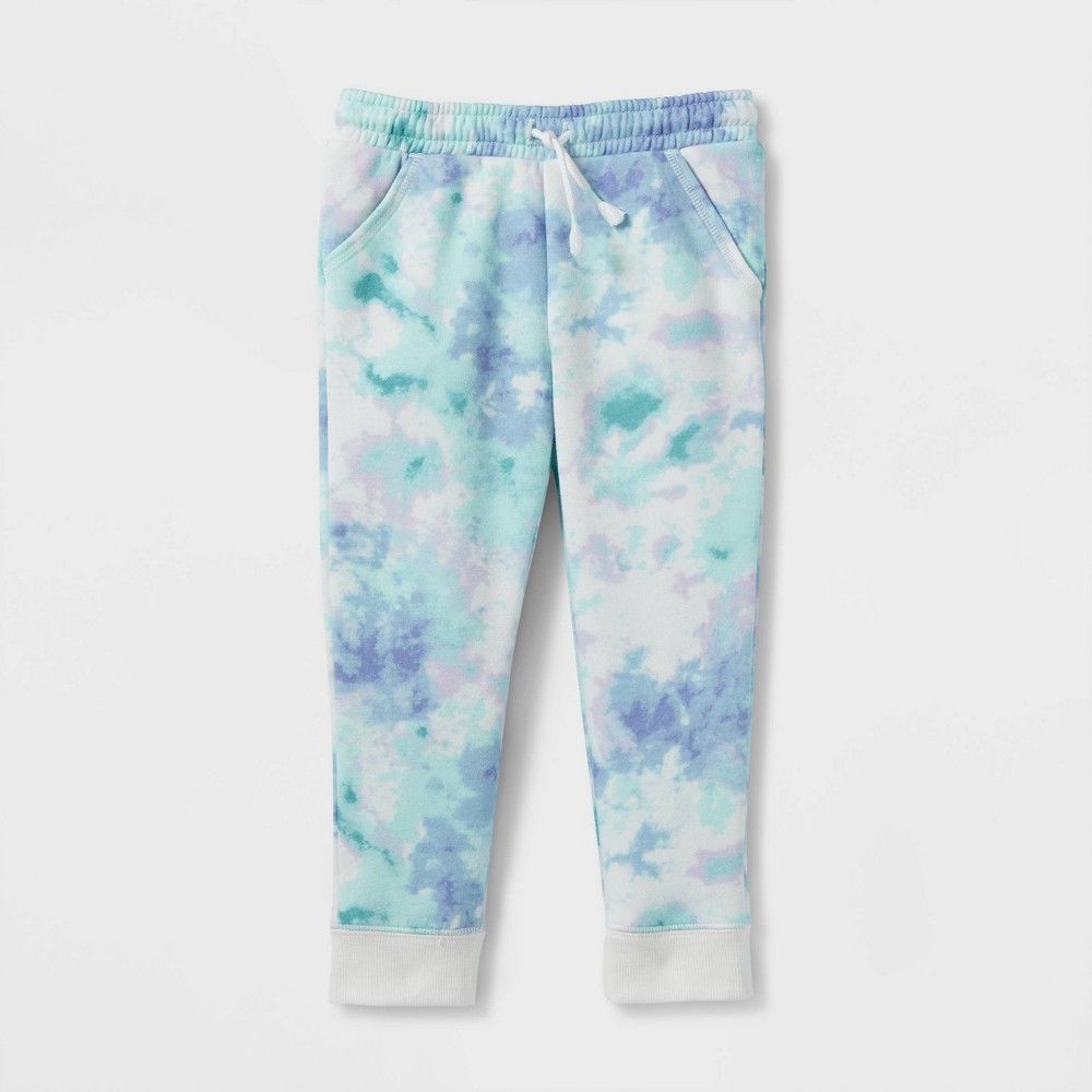 Toddler Girls' Tie-Dye Fleece Jogger Pants - Cat & Jack 3T, Blue | Target