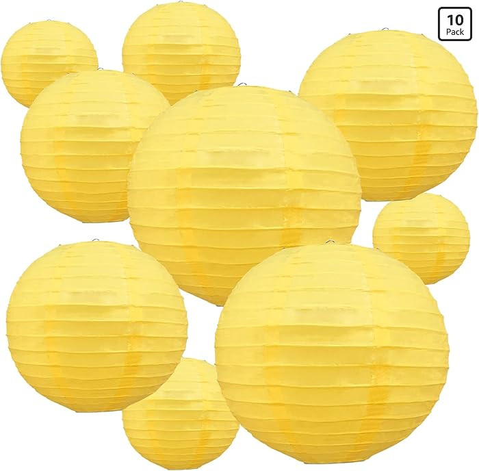 BEISHIDA Yellow Round Paper Lanterns Decorative Hanging Asia Chinese Japanese Paper Lanterns Lamp... | Amazon (US)