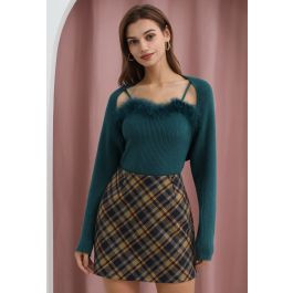 Retro Plaid Wool-Blend Mini Bud Skirt in Yellow | Chicwish