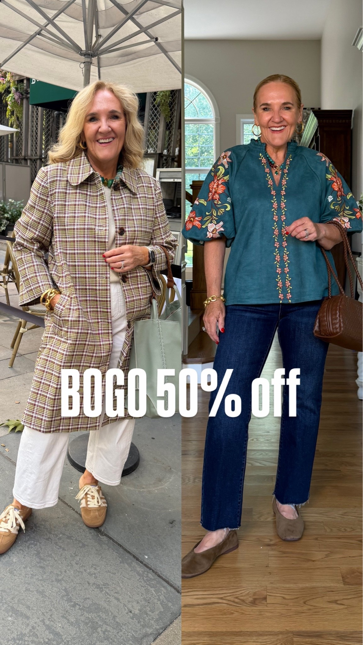A couple pieces I’d recommend grabbing on the Avara Bogo 50% off sale. This plaid trenchcoat is lined not real heavy room enough to have layers underneath. It’s really an outfit maker. This photo Wade embroidered top is beautiful. On sale it’s the one to get. When you get it, you’ll understand why it’s this price I wear a medium in both.
Jeans size 29

#LTKSaleAlert #LTKOver40 #LTKootd