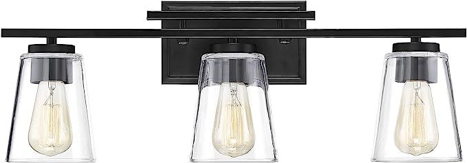 Savoy House 8-1020-3-BK Calhoun 3-Light Bathroom Vanity Light in a Black Finish with Clear Glass ... | Amazon (US)