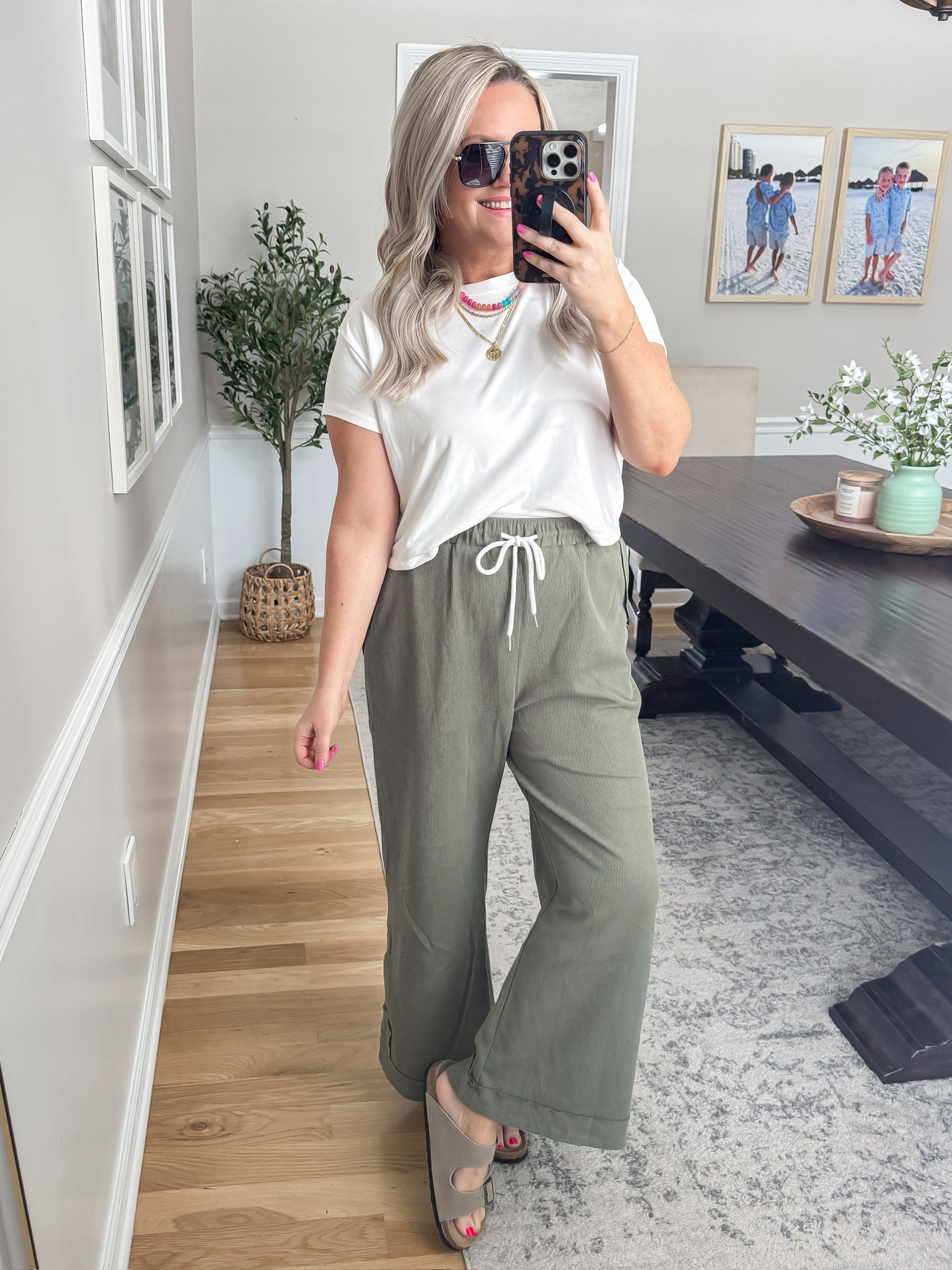 This one is such a good everyday outfit!! The olive wide leg drawstring pants are so comfy and flattering, and paired with a classic white tee it just feels effortless but still really put together for spring. This is one of those looks you will reach for on repeat.

spring outfit ideas olive green pants outfit wide leg pants outfit drawstring pants outfit white t shirt outfit casual spring outfit everyday style comfy chic outfit womens spring fashion effortless outfit lovelylifestyling

#LTKSeasonal #LTKootd #LTKOver40