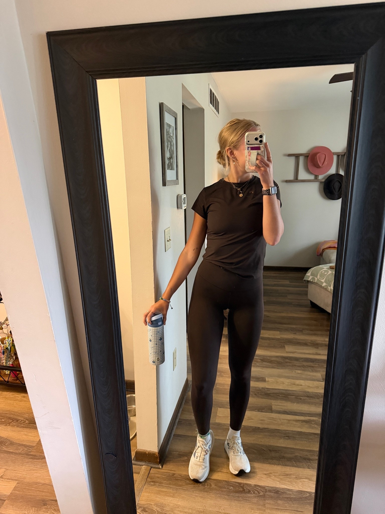 this morning’s workout OOTD — 06.05.26 🤎🏃🏼‍♀️💨🦵🏼☔️

*linking up some more items from my recent Old Navy order :) 🛍️

Medium Tall in brown StudioSmooth tee (runs cropped & fitted so size up if you want a little space)
Small Tall in brown StudioSmooth leggings 
9 in New Balance sneakers from @DSW  
🧦 socks are from Old Navy too :)
🥤water bottle is from Walmart & the cutest thing everrrr 🩵

Old Navy finds, Old Navy order, recent order, Old Navy haul, Old Navy deals, trending at Old Navy, chic outfits, chic summer outfit ideas, basic shirts, summer tops, summer shoes, ballet flats, denim shorts, workout outfits, brown leggings

#LTKootd #LTKfitnessgoals #LTKActive