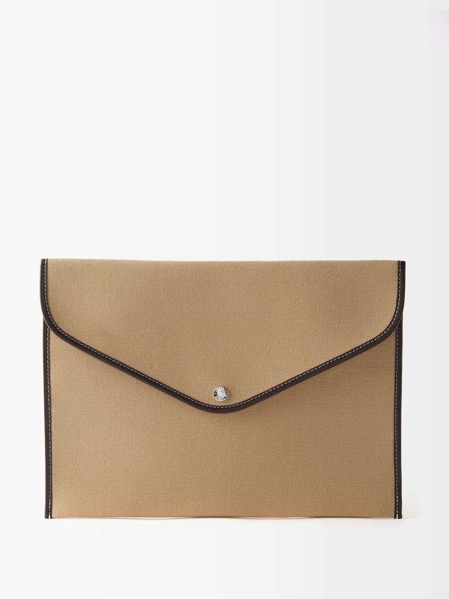 Enveloppe L leather-trim canvas pouch | Rue De Verneuil | Matches (US)