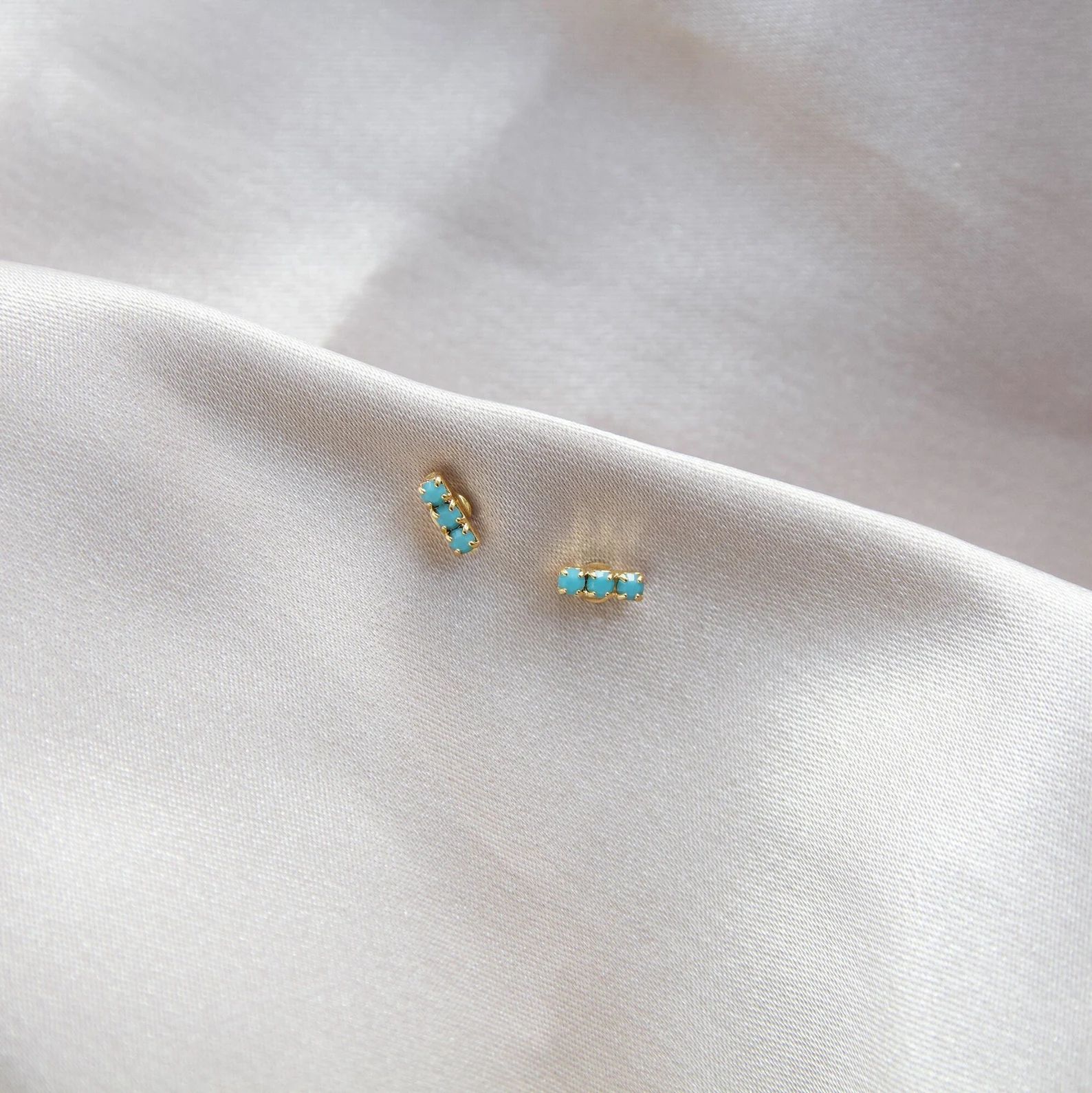 Turquoise Bar Stud Hypoallergenic Earrings Boho Jewelry Gift for Friend Turquoise Earrings Handma... | Etsy (US)