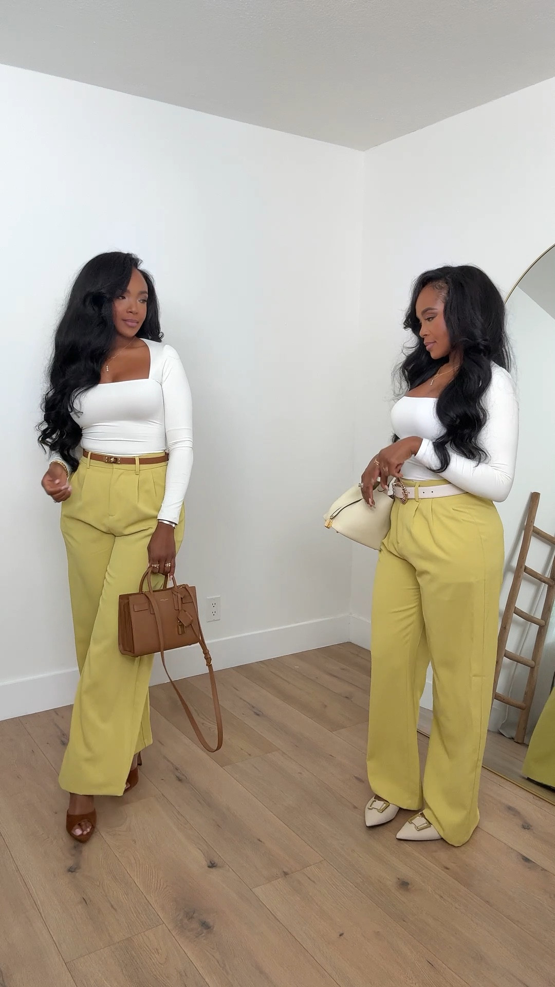 ✨ 2 Ways to Work It — Same tailored Express trousers, styled two chic Amazon-inspired ways for the office and beyond. One look keeps it sleek with a brown belt + YSL bag, the other softens with a cream belt + ivory accessories. Both polished, versatile, and workwear-ready.

Perfect for 9–5 days, meetings, and after-work dinners.

📌 Brands: Express trousers, YSL bag, Amazon tops, Amazon belts, Amazon heels
📏 Sizing: Trousers – 6 | Tops – Small | Belts – TTS | Heels – TTS
📌 Showing versatility by styling one staple in two different polished ways, proving Amazon finds + investment pieces make the perfect office capsule.
📲 Shop & style with me on LTK: @kirasfashionfinds#LTKFallStyle 

#LTKStyleTip #LTKWorkwear