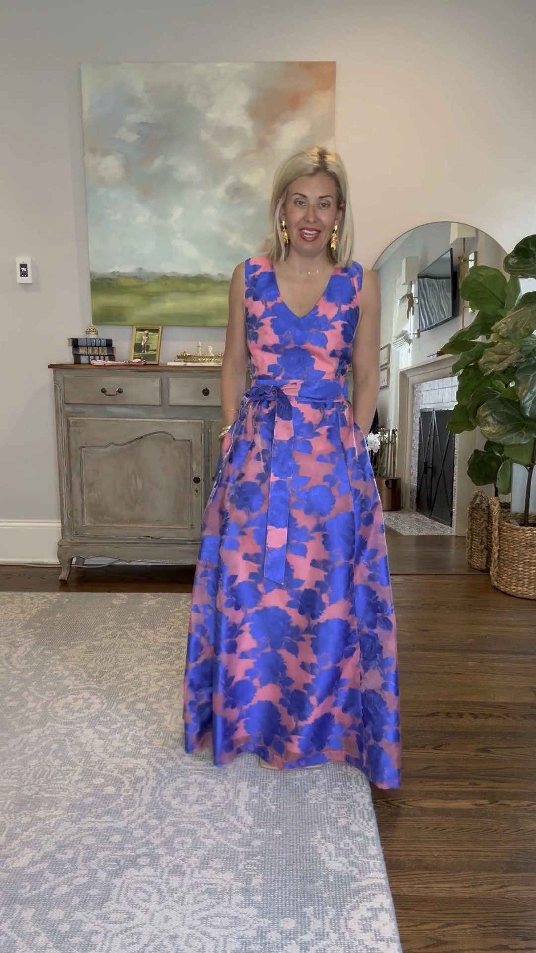 Y’all know I love pink and blue together! Is this not the most gorgeous dress you’ve ever seen? 
I’m wearing xs and 8 heel. ￼

*Use code Catherine20 at A+B

#LTKOver40 #LTKSeasonal #LTKdayinmylife