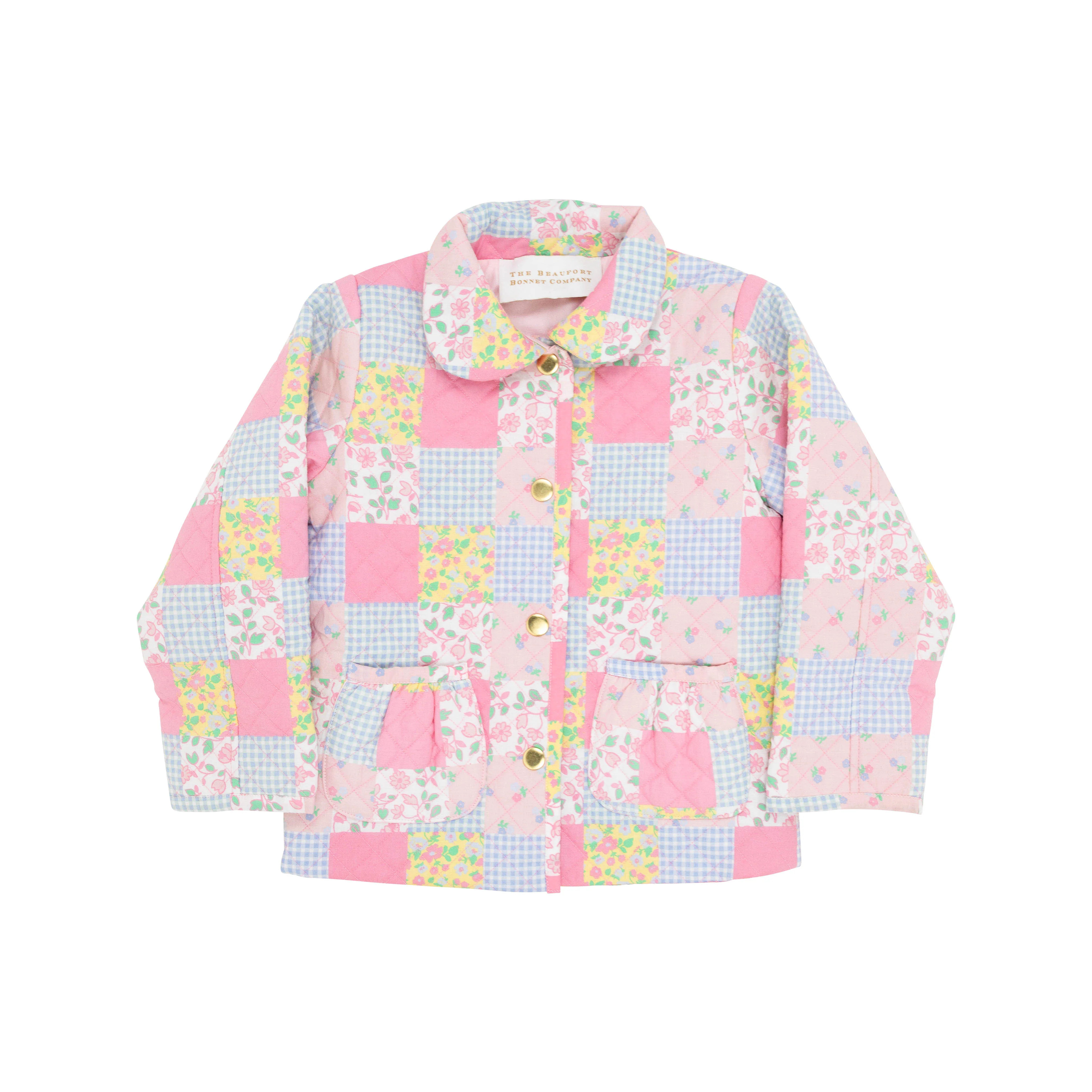 Kendall Quilted Coat - Paris Pike Patch Quilted with Buckhead Blue Gingham & Brass Buttons | The Beaufort Bonnet Company
