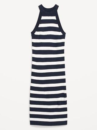 Fitted Striped Sleeveless Rib-Knit Midi Sweater Dress for Women | Old Navy (US)