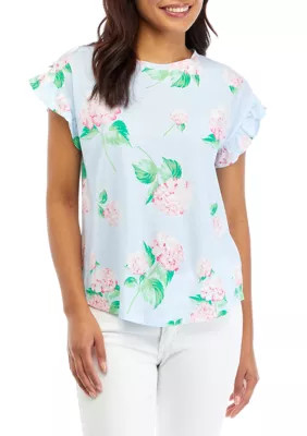 Women's Ruffle Printed T-Shirt | Belk