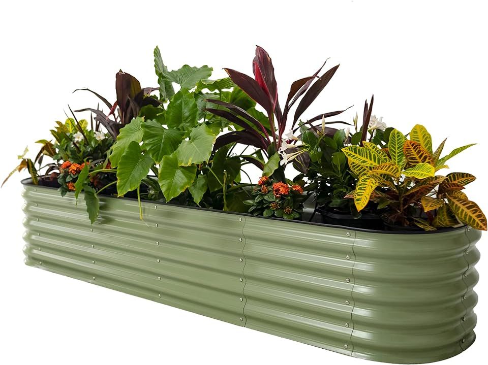 Vego garden Raised Garden Bed Kits, 17" Tall 9 in 1 8ft X 2ft Metal Raised Planter Bed for Vegetables Flowers Ground... | Amazon (US)