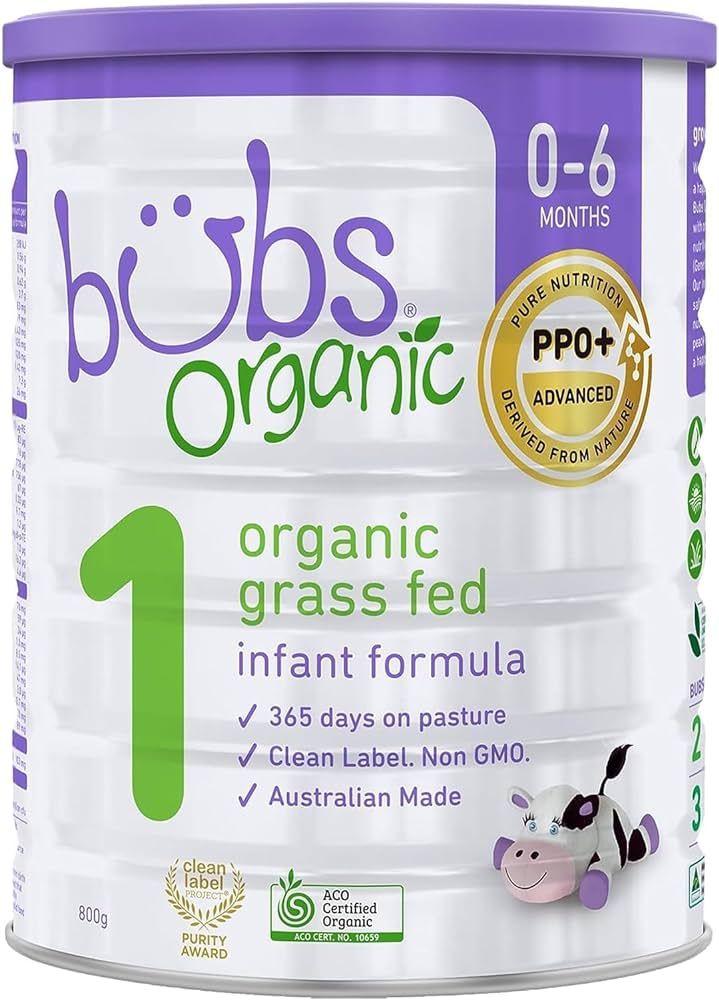 Bubs Organic Grass Fed Infant Formula Stage 1, Infants 0-6 months, Made with Non-GMO Organic Milk... | Amazon (US)