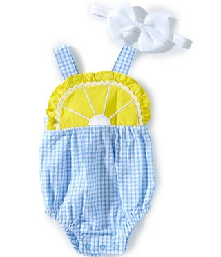 Adventurewear 360 Baby Girls Newborn- 24 Months Gingham Lemon Bubble Romper | Dillard's | Dillard's
