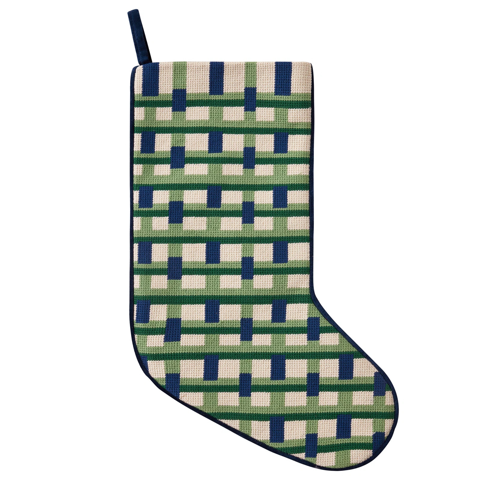 Abstract Plaid Blue Embroidered Holiday Stocking | Wayfair North America