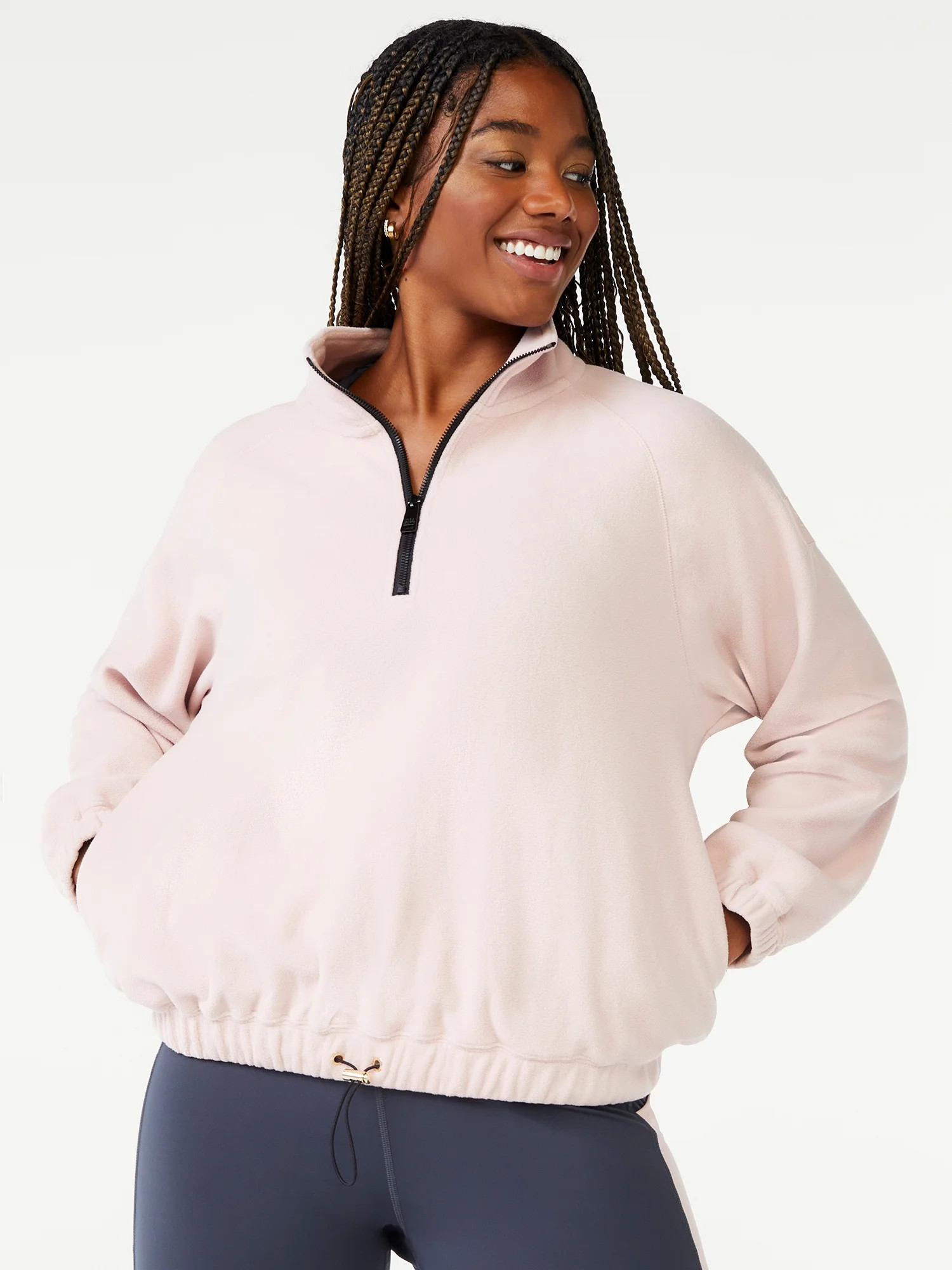 Love & Sports Women's Fleece Cropped Quarter Zip Pullover - Walmart.com | Walmart (US)