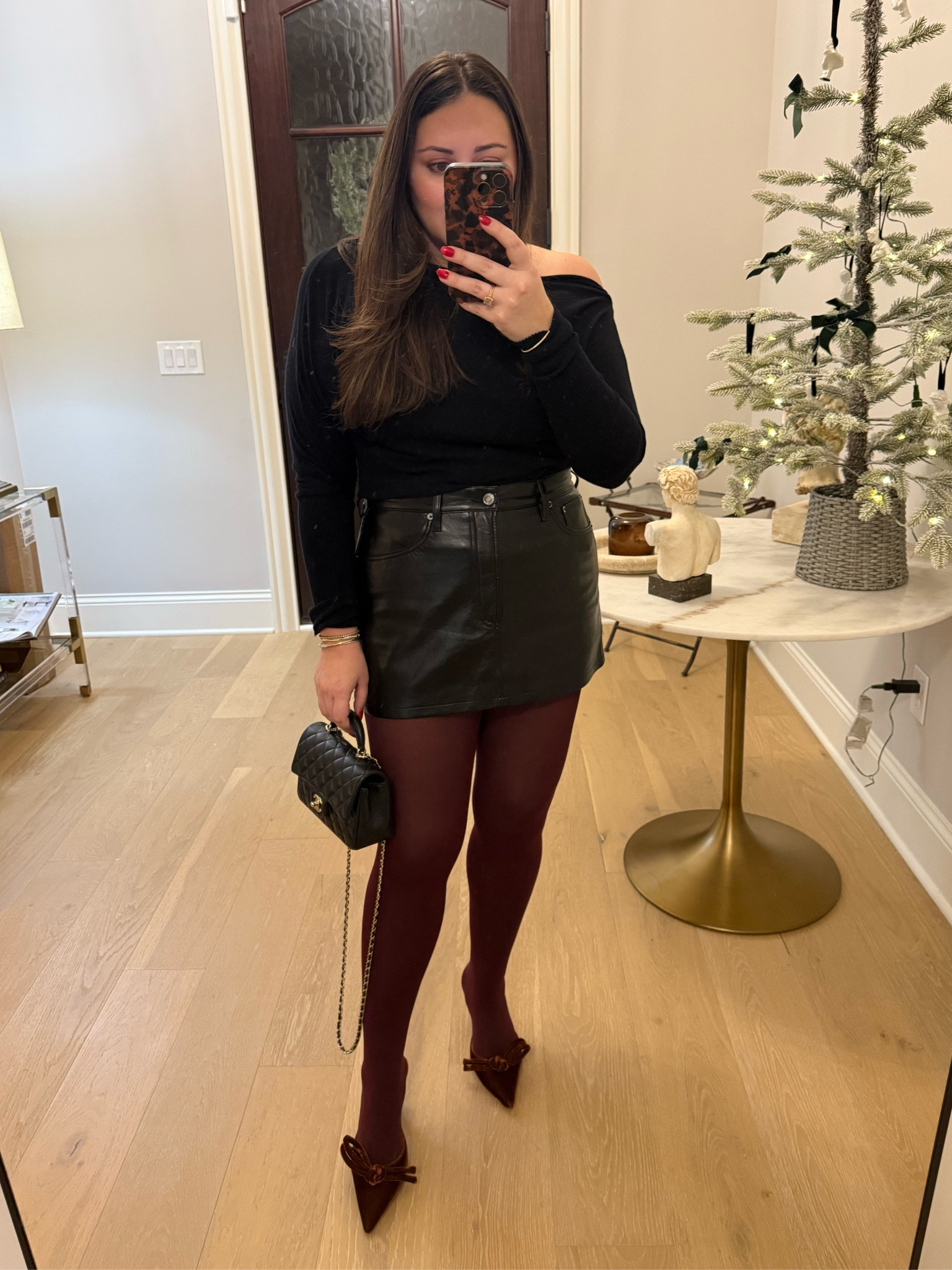 Leather skirt and top from Revolve! 

#LTKHoliday