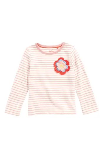 Toddler Girl's Mini Boden Stripy Crochet Applique Tee | Nordstrom