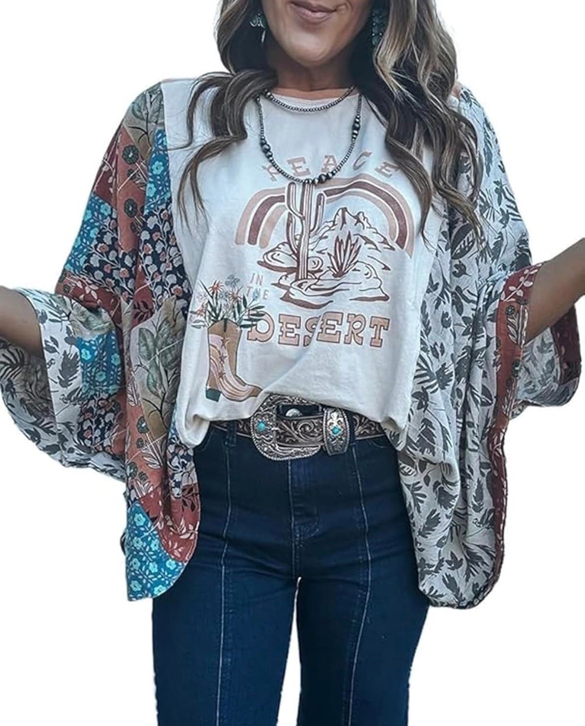 Desert vibes, boho layers, and my favorite pair of denim. 🌵✨ This outfit is giving effortless style without trying too hard. Everything is linked in my LTK! 🤎 

#LTKStyle #LTKFashion #LTKFinds #WesternStyle #BohoStyle #GraphicTee #EverydayStyle #OutfitInspo #CasualChic #SummerStyle #FallTransition #OOTD #AffordableFashion #ShopMyLook #FashionFinds

#LTKdayinmylife #LTKmomlife #LTKootd