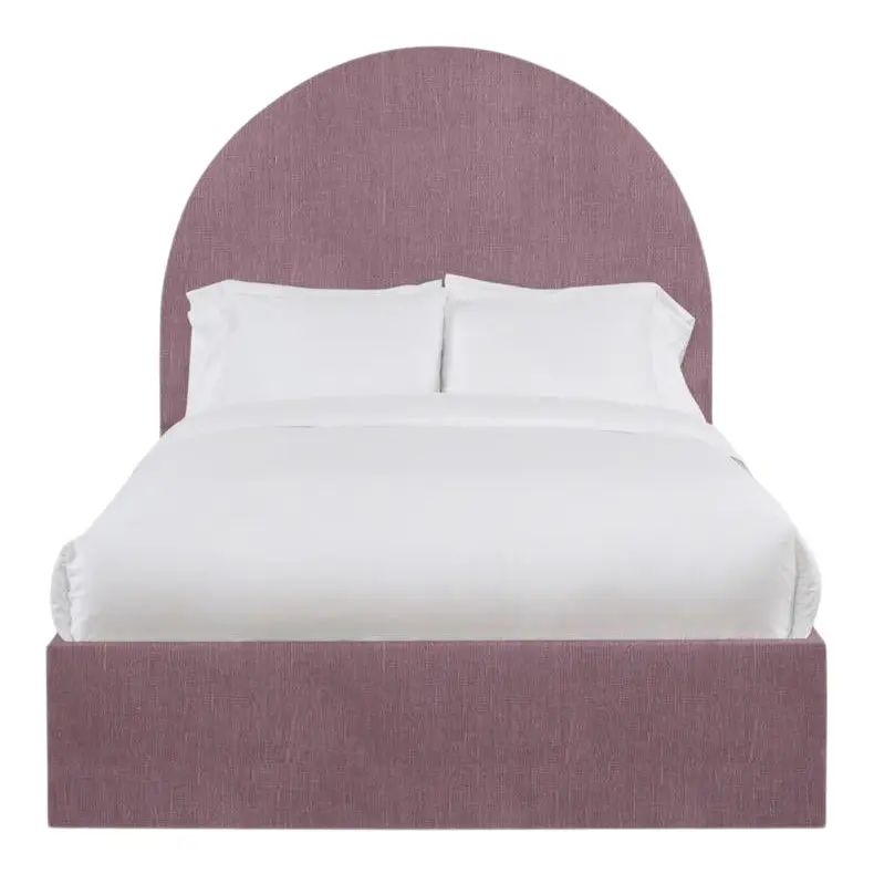 Poppy California King Bedframe, Plum Linen | Chairish