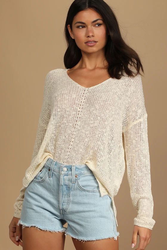 Getaway Weekend Cream Loose Knit Sweater Top | Lulus (US)