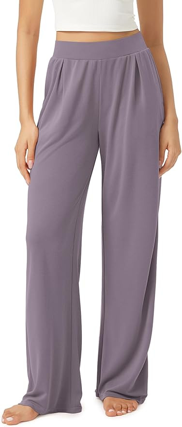 ODODOS Drapey Soft Wide Leg Pants for Women High Waist Casual Relaxed Lounge Pants with Pockets-2... | Amazon (US)
