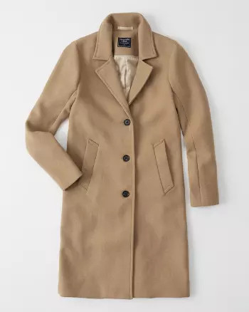 Abercrombie & Fitch Womens Wool-Blend Dad Coat in Camel Brown - Size S | Abercrombie & Fitch US & UK