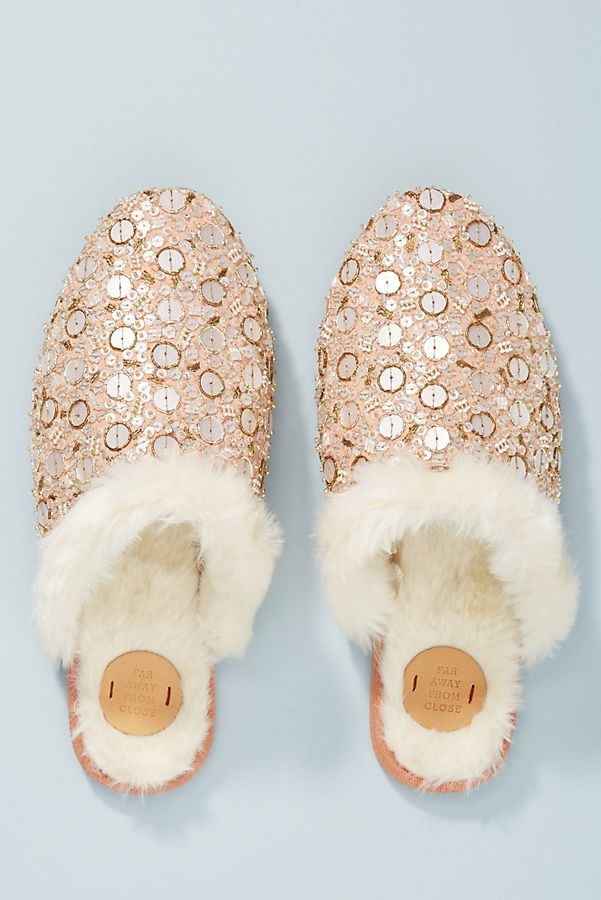 Far Away From Close Champagne Slipper Slides | Anthropologie (US)