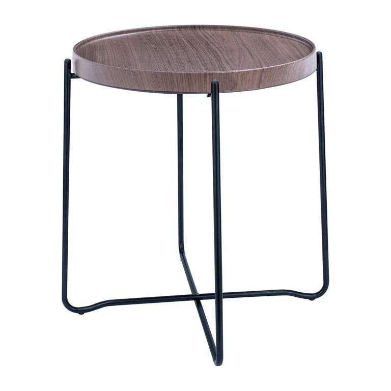 Mainstays Foldable Round Side Table, Walnut Finish | Walmart (US)