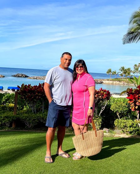Tommy Bahama Pink Half Zip Short Sleeve dress size medium. Jack Rogers gold Lauren cork wedge sandals. J. Crew straw tote bag. Amazon sunglasses.

#liketkit @shop.ltk https://liketk.it/41Ik0

Vacation style, resort wear, beach vacation outfit idea, Hawaii outfit idea, beach dress, pink knit dress, vacation outfit idea, tropical vacation outfit idea, island outfit idea

#LTKtravel #LTKU #LTKstyletip