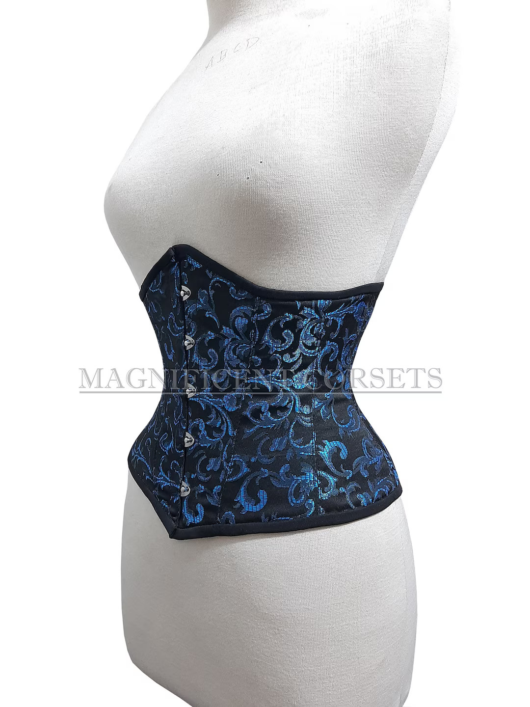 Blue Brocade Corset Underbust Black & Blue Women's Waist Trainer Shaper Corset - Etsy | Etsy (US)